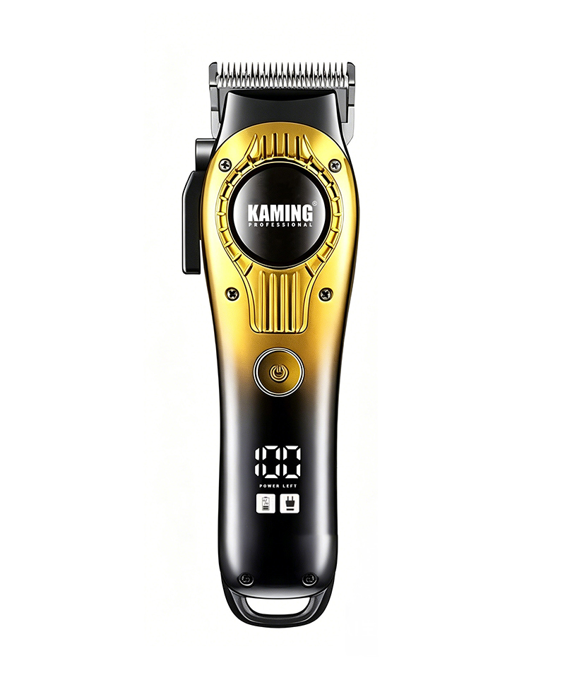 Cortadora de pelo eléctrica silenciosa Kaming 1708, cortadora de cabello descolorida profesional para uso en salón con pantalla digital
